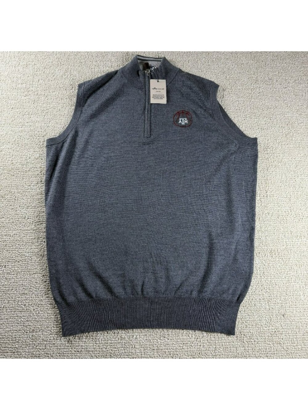 Peter Millar Texas A&M 1/4 Zip Lightweight Golf Sweater Vest Gray Men’s Size M